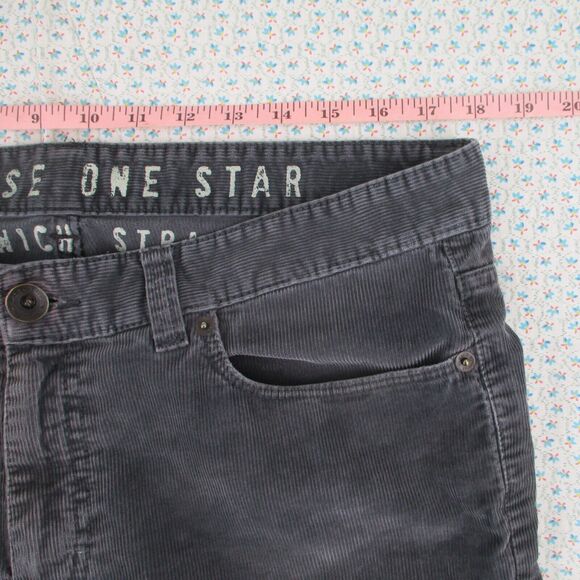 36x32 Distressed Converse One Star Men's Greenwich Straight Grey Corduroy Jeans - Picture 4 of 10